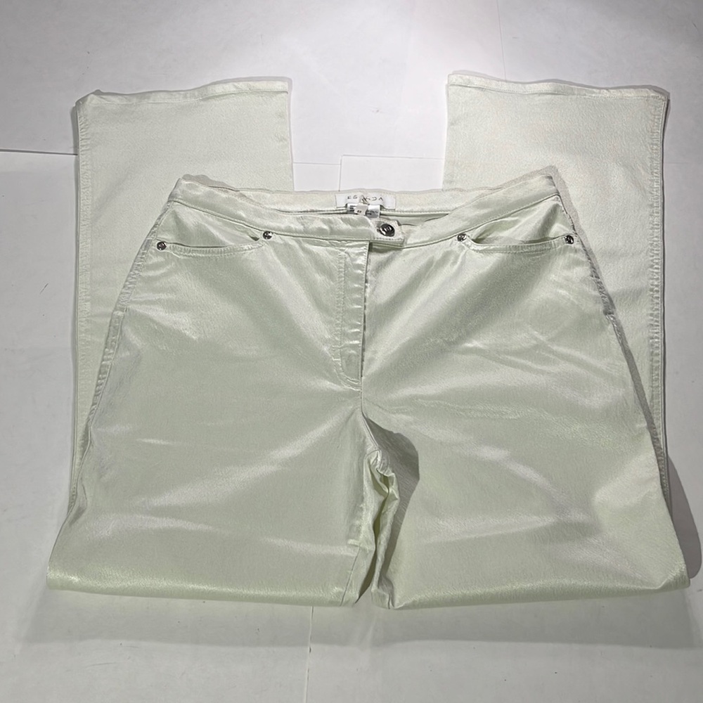 Escada shiny green wide leg pants sz 42 trousers spring